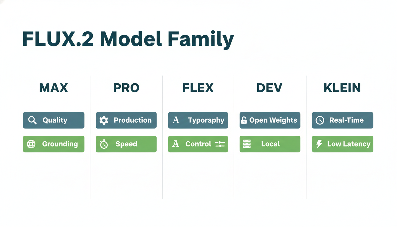 FLUX.2-vergelijkingstabel voor modelfamilies
