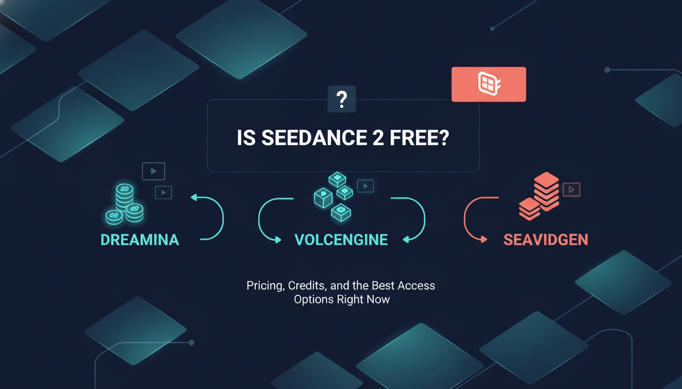 Seedance 2 free pricing cover comparing Dreamina, Volcengine, and Seavidgen access paths