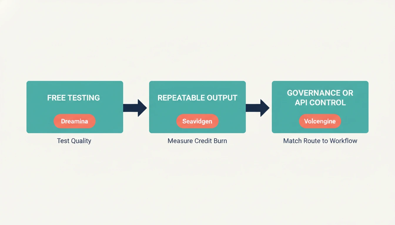 Credit model infographic showing when to stay on free credits and when to move to predictable paid plans