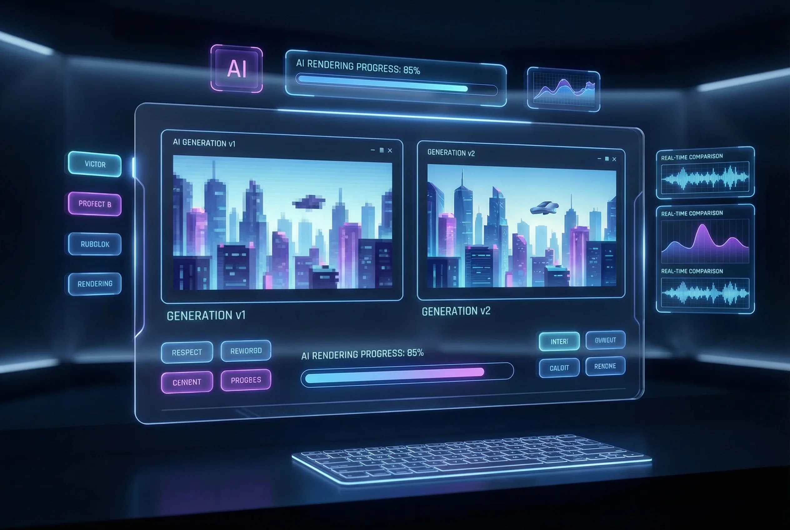 Concetto di interfaccia generazione video Sora 2 AI