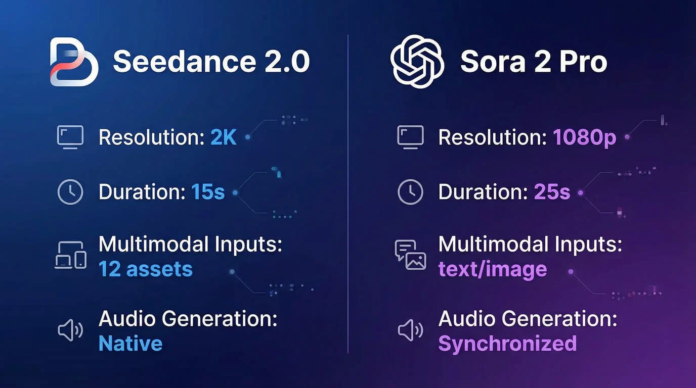 Seedance 2 vs Sora 2 Pro: 2026年AI视频生成的终极对比