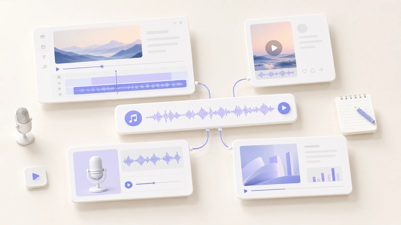 AI music workflow for video podcast and social content