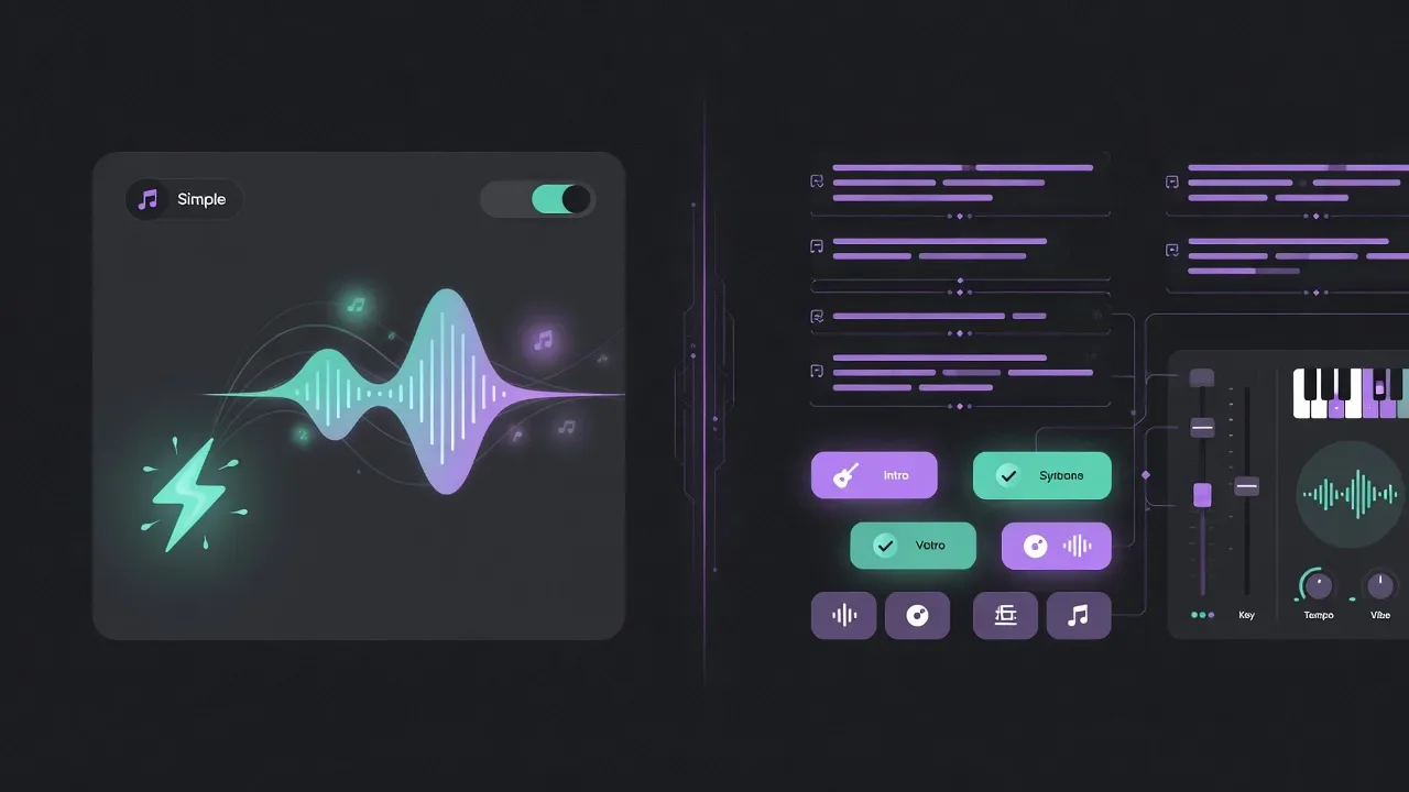Suno AI music track variants comparison and MP3 download illustration