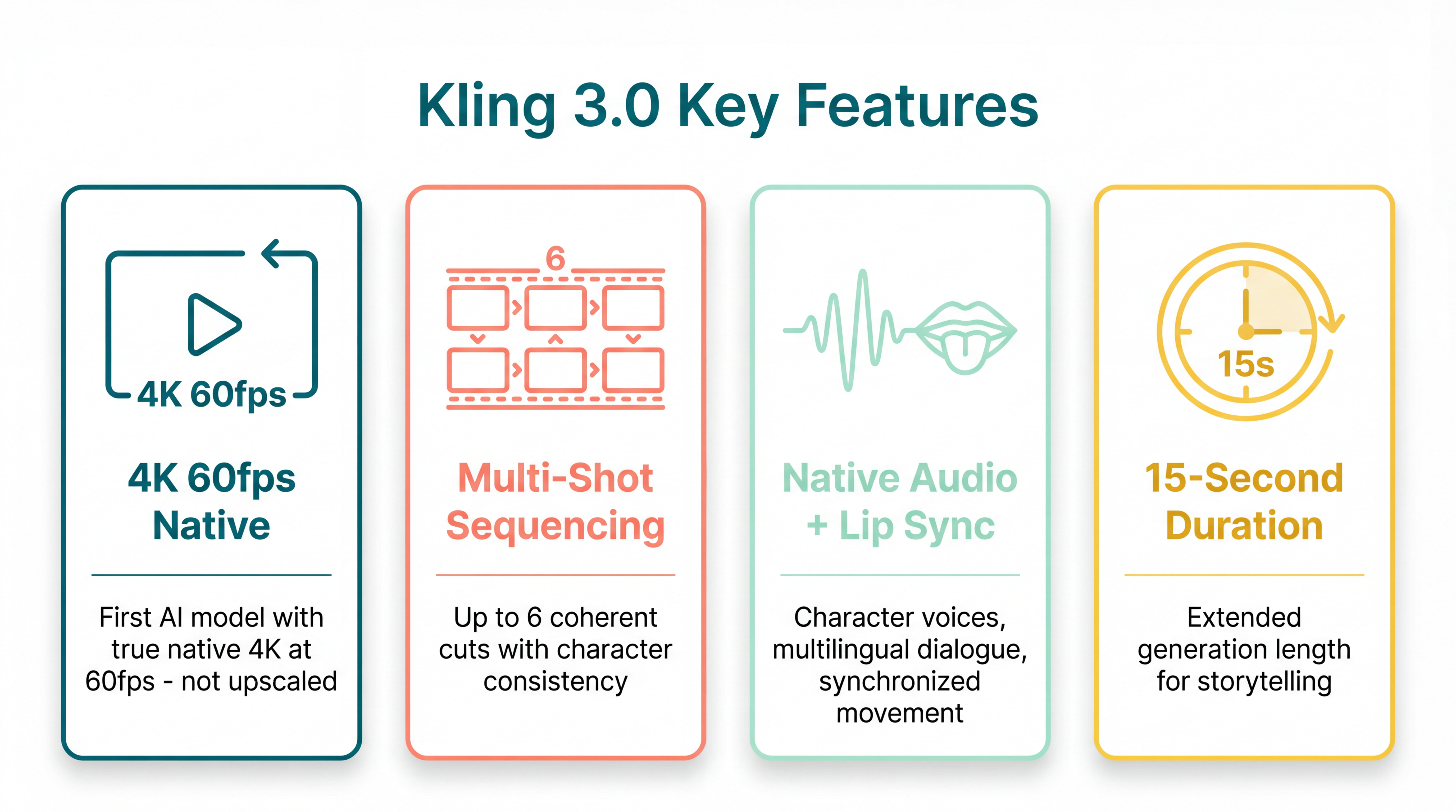 Infográfico dos Principais Recursos do Kling 3.0