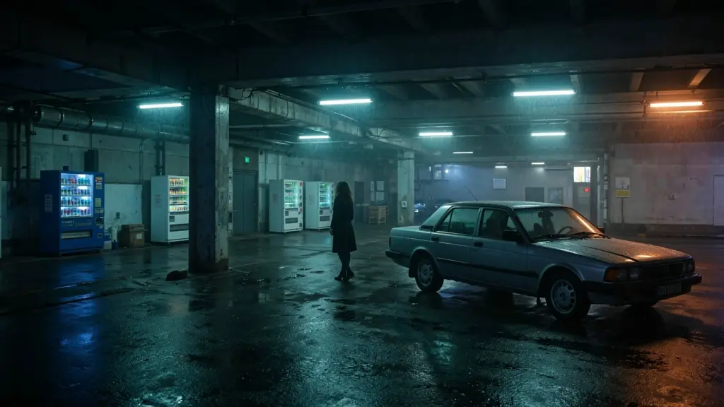 Nano Banana 2 campaign visual example with cinematic night parking lot scene