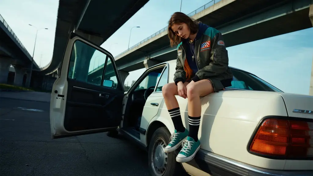 Nano Banana 2 image editor example with urban fashion cinematic framing